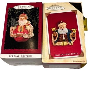 Hallmarks Santa Ornaments Evergreen Santa And Jolly Old Kris Jingle